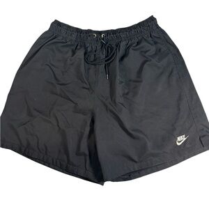 A377 Nike Vintage Satin Black pocket shorts Sz L drawstring lined 6”